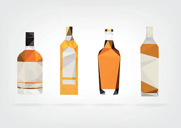 Vector illustration of Low Poly Liquor Bottle