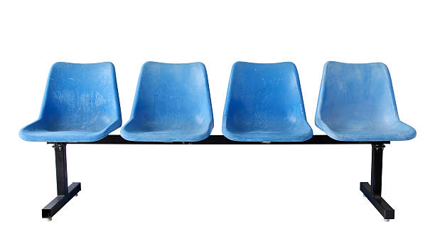 blue plastic chairs (clipping path) blue plastic chairs isolated on white with clipping path school bleachers stock pictures, royalty-free photos & images