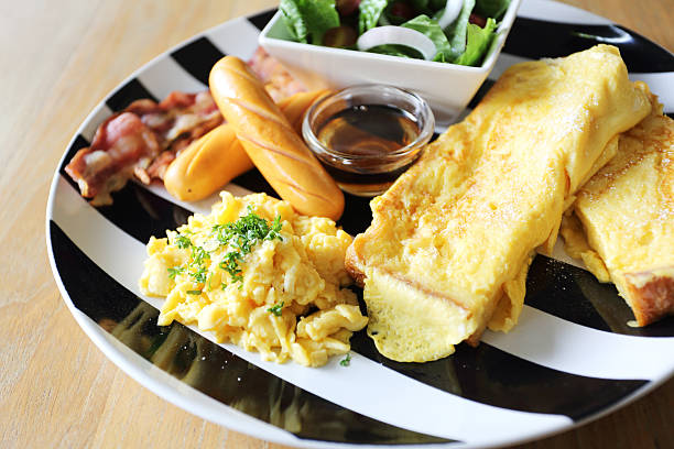 istock Breakfast of  bacon, toast and egg 469048000