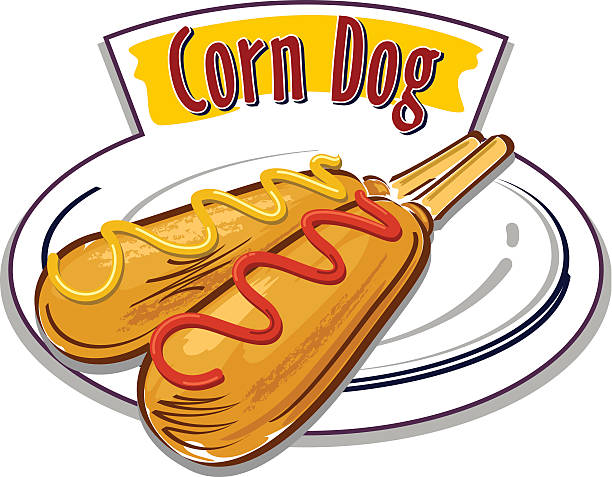 ilustraciones, imágenes clip art, dibujos animados e iconos de stock de corn dog vector - corn dog