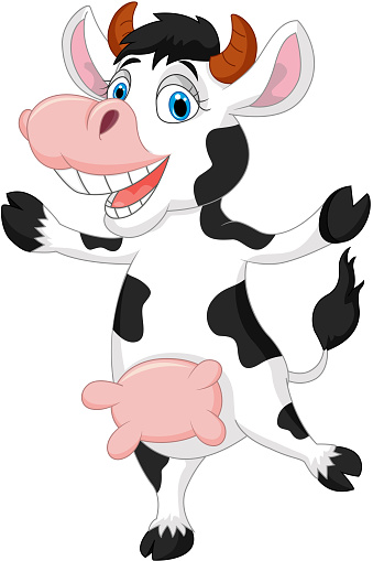 Happy Cartoon Cow Stock Illustration - Download Image Now - 2015, Animal,  Animal Body Part - iStock