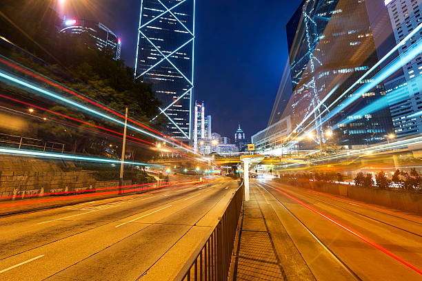 istock Modern city at night, Hong Kong, China. 469053379