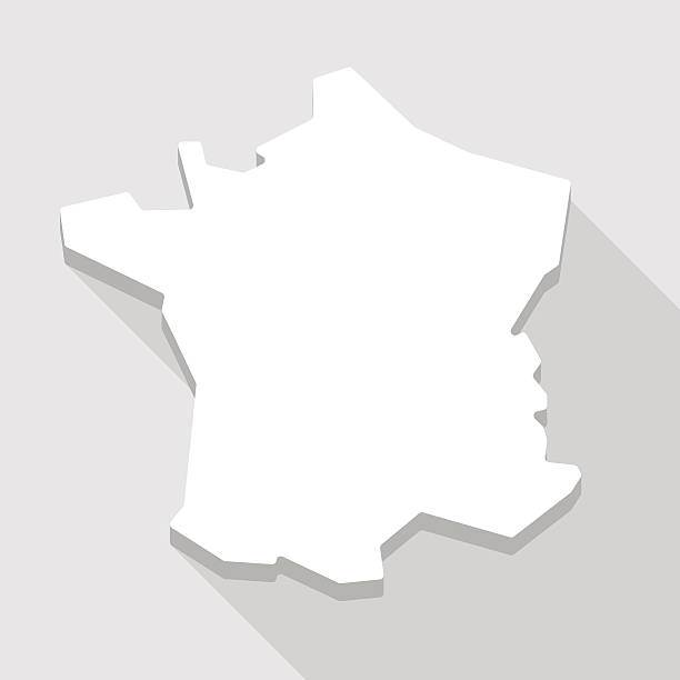 ilustraciones, imágenes clip art, dibujos animados e iconos de stock de long shadow icono de mapa de francia - francia