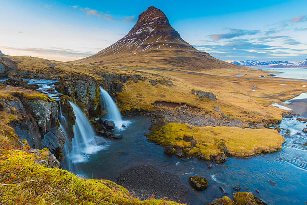 istock Water falls at Kirkjufell mountain 469055890