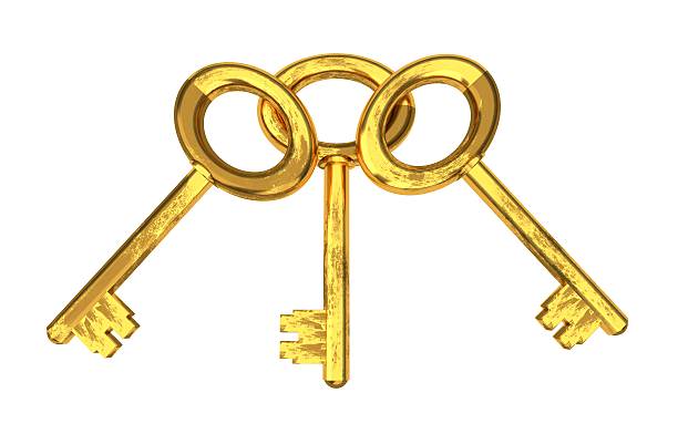 istock Gold keys isolated on the  white background 469056378