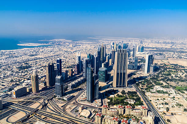 istock View on Downtown Dubai from Burj Khalifa 469056500