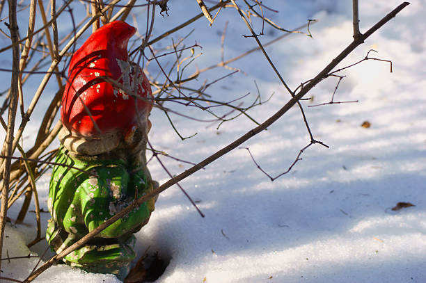 Garden gnome in the snow Garden gnome in the snow mickey mantle stock pictures, royalty-free photos & images