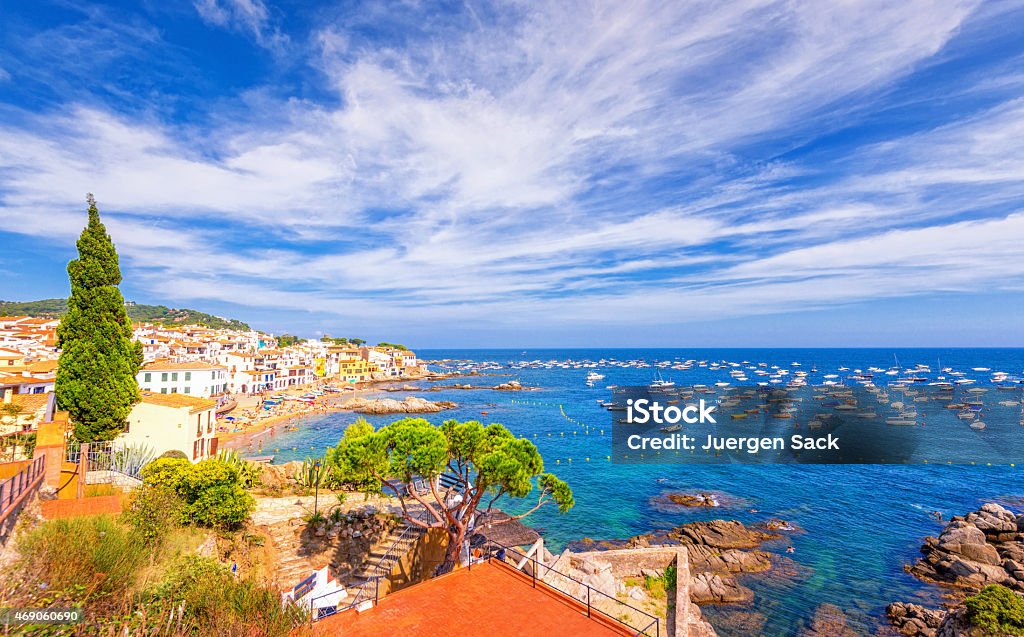 Calella de Palafrugell, Costa Brava, Spai View over Calella de Palafrugell, a beautiful coastal town in the municipality of Palafrugell (province Girona) at the Costa Brava, Spain. Gerona Province Stock Photo