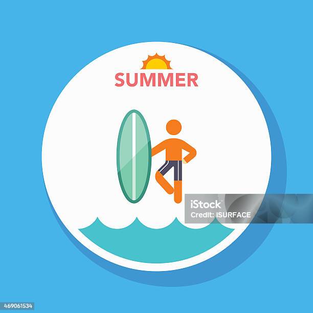 Surf Flat Icon With Long Shadow On Circle Background Stock Illustration - Download Image Now