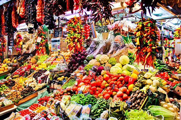 markt la boqueria - spanisches essen stock-fotos und bilder