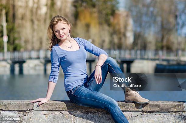 Beautiful Face Woman Posing Near On Nature Stock Photo - Download Image Now - 20-24 Years, 20-29 Years, 2015