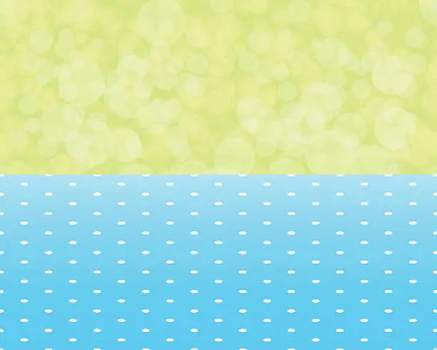 Vector illustration of green background boken and blue tablecloth with polka dots seamless