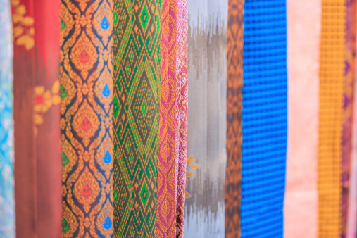 Colorful Thai silk at the store