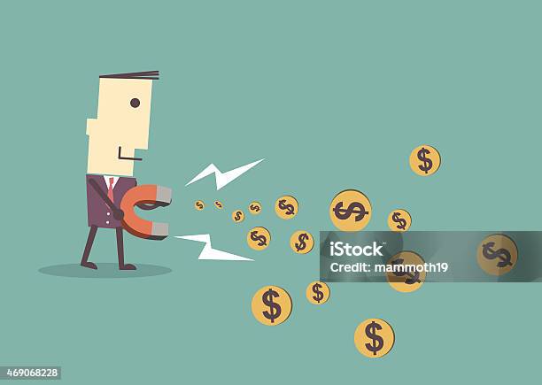 Businessman Using Magnet To Attracts Moneyvector Illustration Eps10 Stock Illustration - Download Image Now