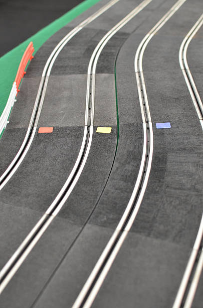 Electric slot car four lane racing track