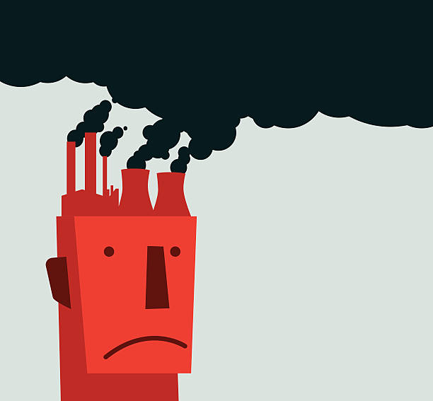 zanieczyszczenie powietrza-ilustracja - factory pollution smoke smog stock illustrations