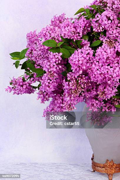 Spring Flowers Bouquet Of Lilacs Syringa Vulgaris In A Vase Stock Photo - Download Image Now