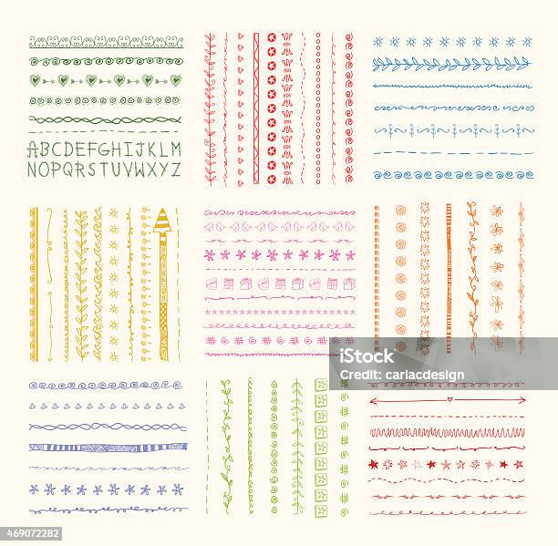 Handdrawn Vector Line Border Set Design Element Stock Illustration ...