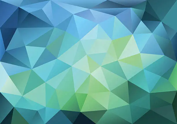 Vector illustration of abstract blue and green low poly background, vector