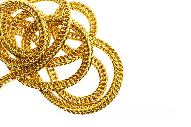 istock Gold necklace isolated on white 469076414
