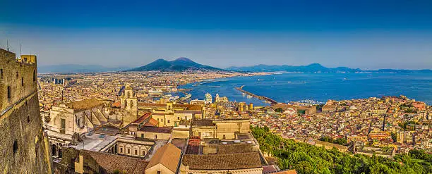 Photo of City of Naples with Mt. Vesuvius at sunset, Campania, Italy