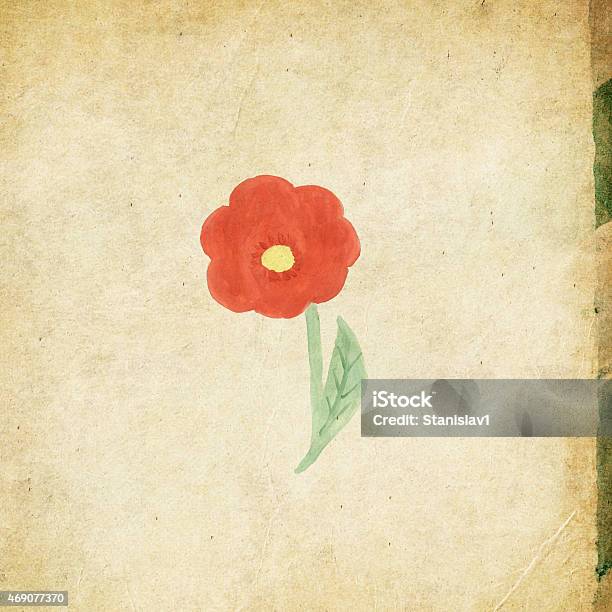 Aged Paper Background With Flower Stock Illustration - Download Image Now - 2015, Abstract, Art