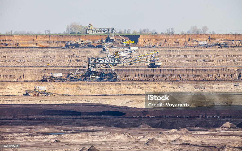 Opencast brown coal mine. Open pit. Open pit. Opencast brown coal mine. Industrial landscape. Industry Stock Photo