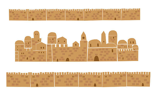 ближний восток, город, стены - jerusalem stock illustrations