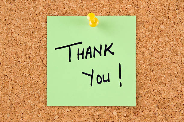 istock Thank You Note Pinned on Bulletin Board 469077814