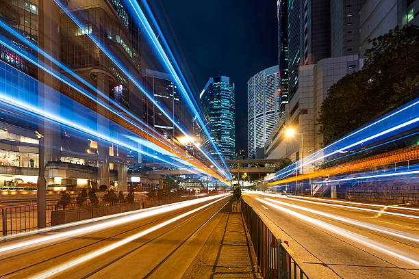 istock Modern city at night, Hong Kong, China. 469081993