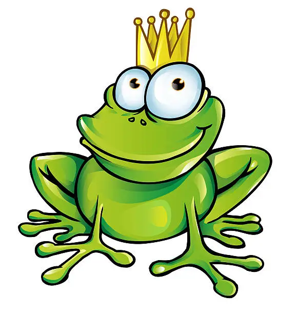 Vector illustration of frog prince cartoon