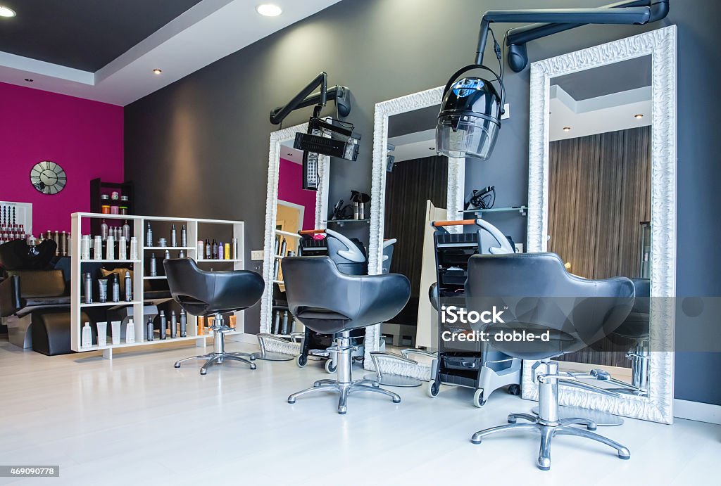 Interior Of Empty Modern Hair And Beauty Salon Stock Photo - Download Image  Now - Hair Salon, Indoors, Backgrounds - iStock