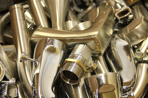 household scrap items made of chrome plated brass