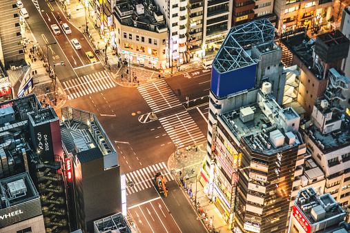 Tokyo aerial view street