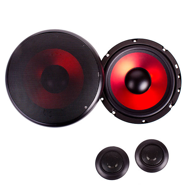istock Red coaxial car speaker isolated on white 469100562