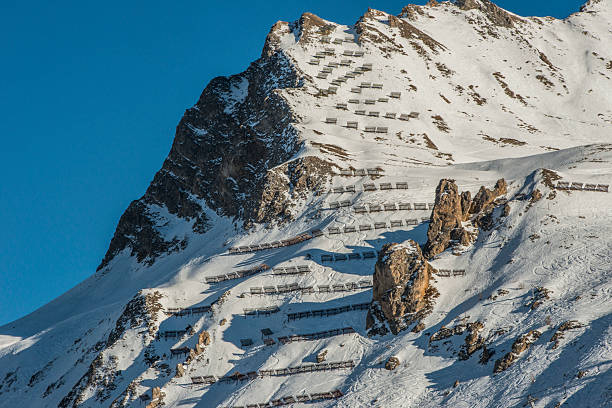 avalanche, protection, system, snow, mountain, danger stock photo