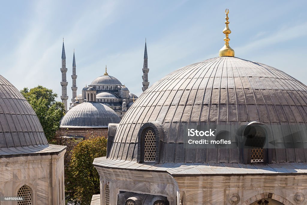 Blue mosque from hagia sophia View from Aya Sofya Istanbul, Turkey 2015 Stock Photo