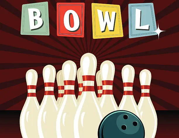 Vector illustration of Retro Style Bowling Poster