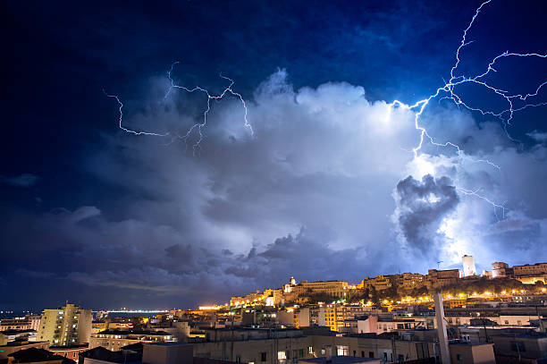 istock Lightnings at night in the city 469106418