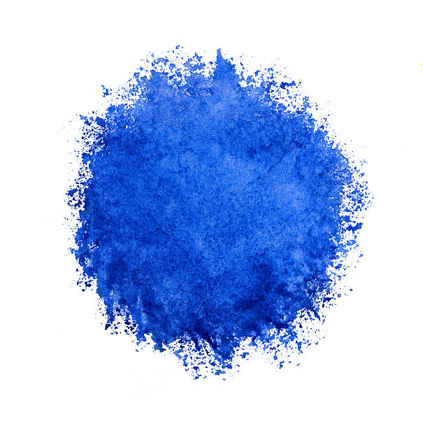 Colorful watercolor circle, blue drop on white background.