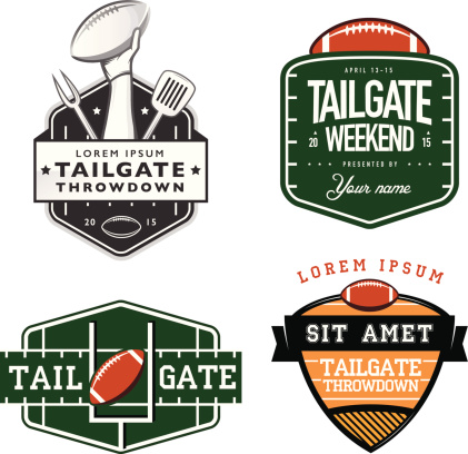Set of American football tailgate party labels, badges and design elements.