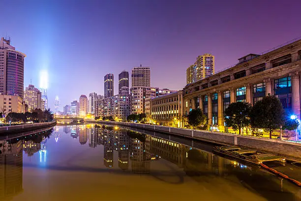 Beautiful Shanghai Pudong skyline at dusk