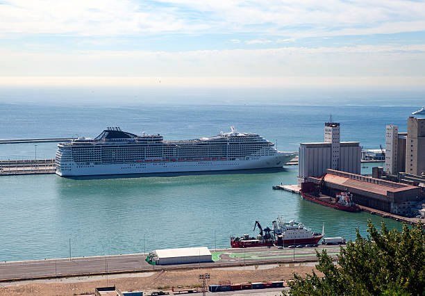 istock Spain. Barcelona. The top view on seaport. 469114000
