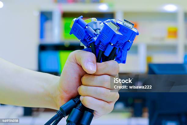 Cell Phones Are Multiple Vga Cable Stock Photo - Download Image Now - 2015, Attached, Blue