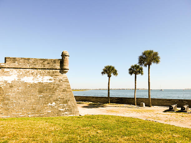 Fort scene, Castillo de San Marcos - St. Augustine, FL stock photo
