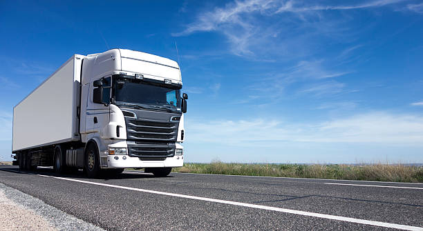 Freight truck on the road stock photo