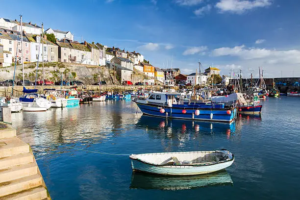 The historic harbour at Mevagissey on the South Coast of Cornwall England UK Europe