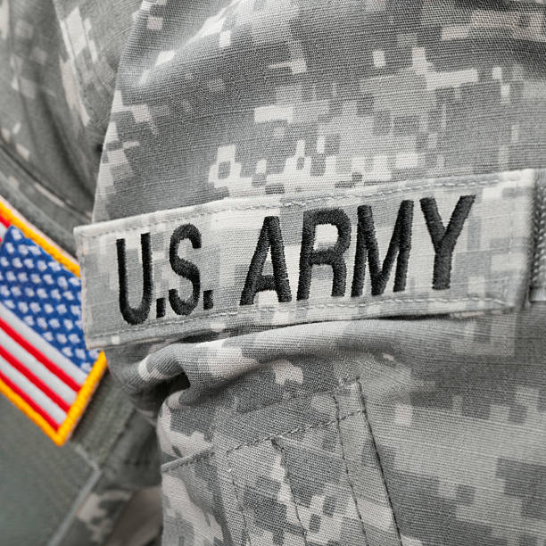 istock US Army and flag patch on solder's uniform 469120274