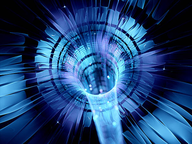 istock Blue glowing futuristic interstellar warp technology 469122042
