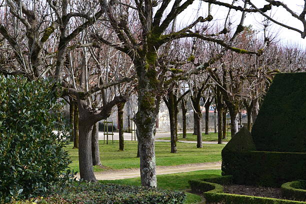 Formal Public French garden in PONS, SW France stock photo